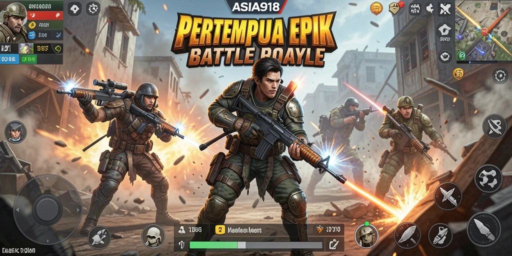 Screenshot gameplay Battle Royale yang menampilkan pertempuran seru.