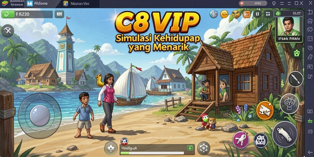 Screenshot C8VIP menampilkan permainan simulasi yang hidup dan interaktif.