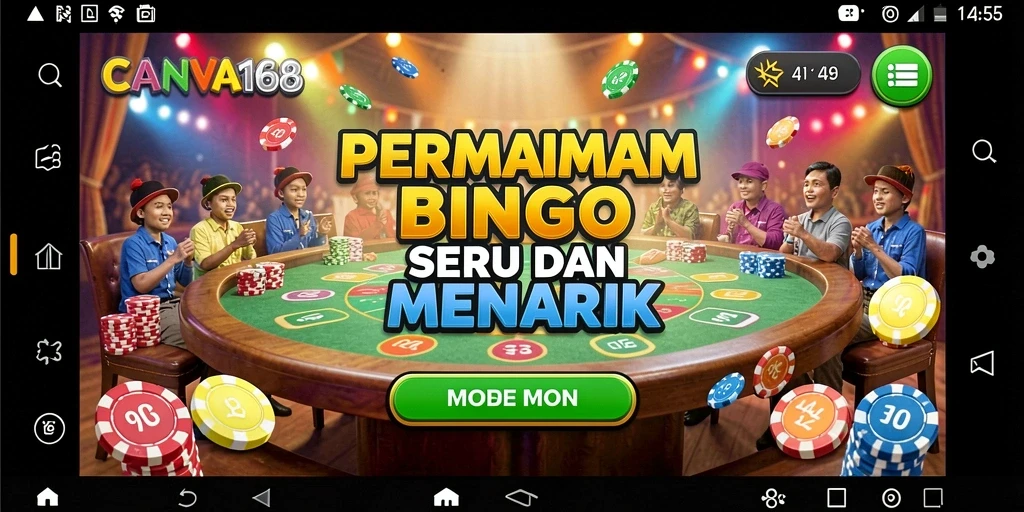 Screenshot utama CANVA168 menampilkan gameplay seru Bingo yang menyenangkan.