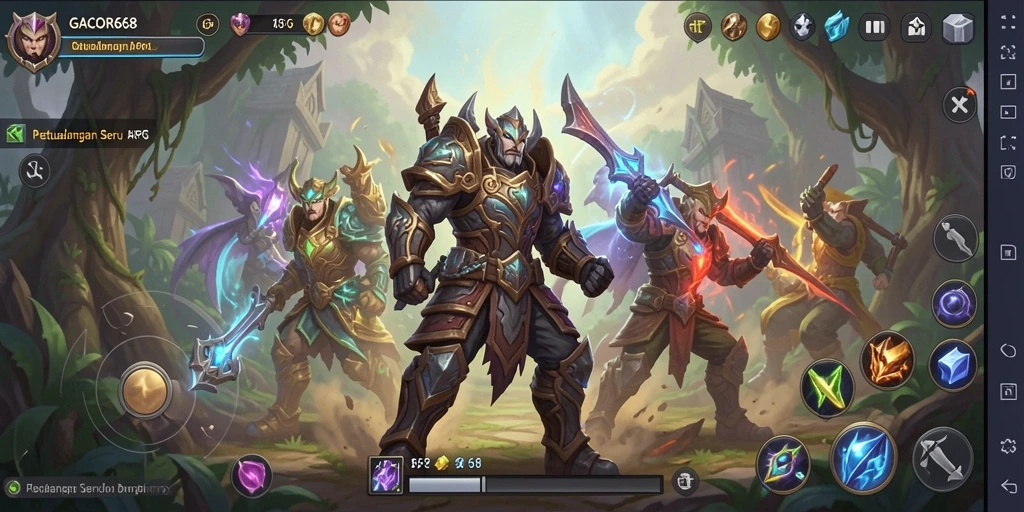 Gameplay seru GACOR668 dengan pertarungan dan eksplorasi.