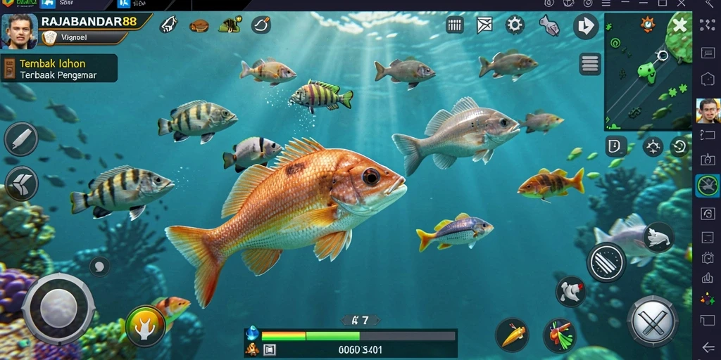 Gameplay seru RAJABANDAR88 dengan tembakan ikan yang menantang.
