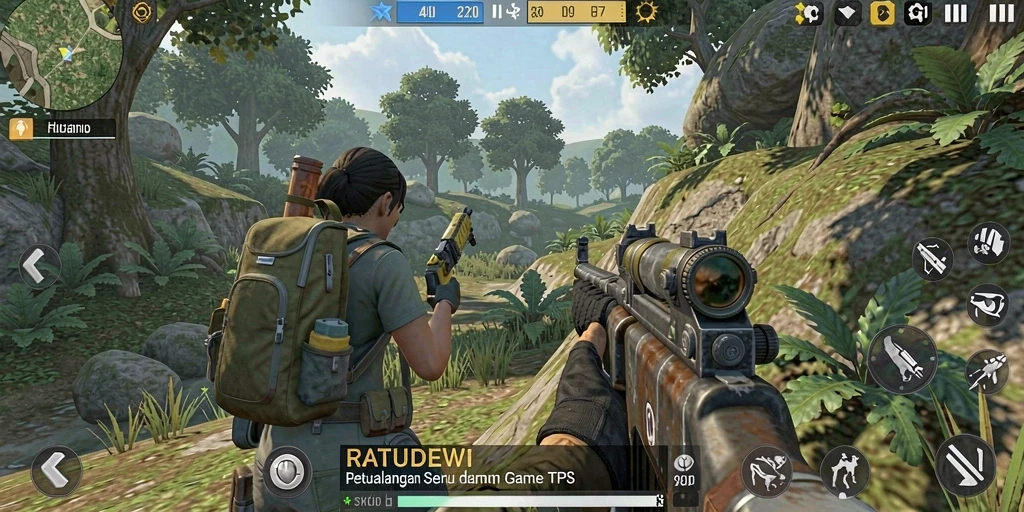 Tampilan gameplay seru dalam RATUDEWI dengan aksi mendebarkan.