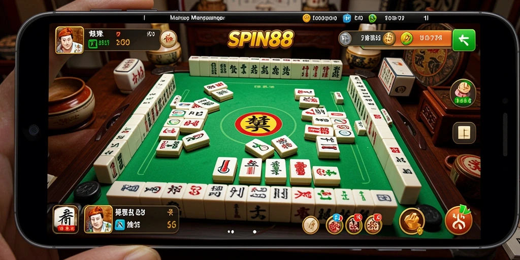 Tampilan menarik dari gameplay Mahjong di SPIN88.