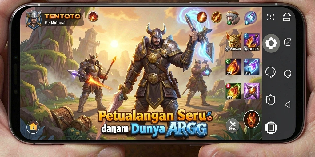 Tangkapan layar menunjukkan gameplay menakjubkan TENTOTO dengan karakter beraksi.