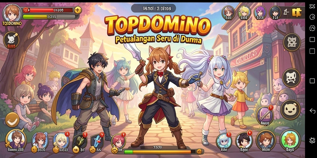 Tampilan gameplay seru dan karakter anime yang menarik di TOPDOMINO.
